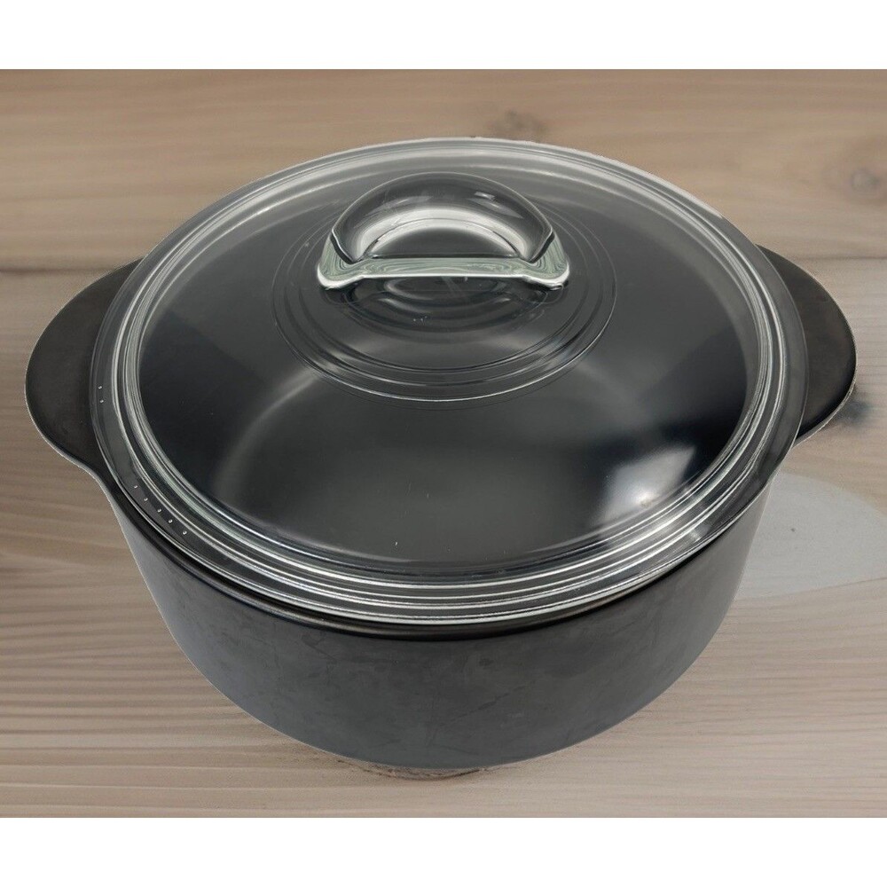 Pampered Chef Rockcrok 4 Qt Dutch Oven Rock Crock With Glass Lid Pot Black